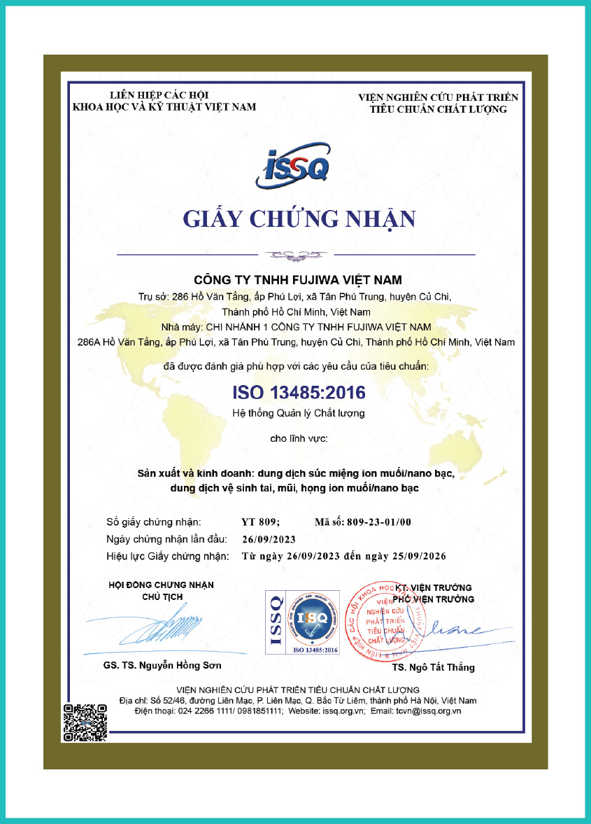 Fujiwa - Giay chung nhan